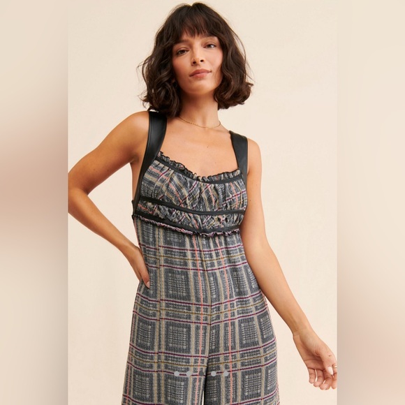 NWT Free People Marley Plaid Jumpsuit Size XS - MSRP $188 - Picture 3 of 7